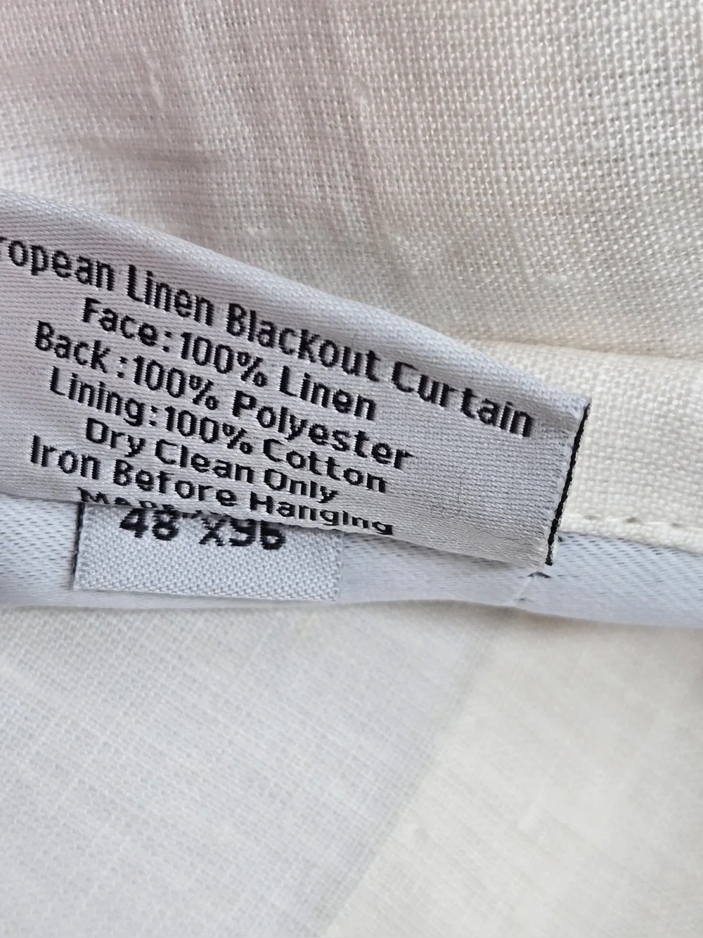 NWT QUINCE Set Of 2 48x96 European Linen True Blackout Curtains White 0474